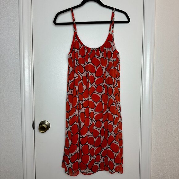 Vintage Mod Pattern Babydoll Dress Orange Abstract Dress - Picture 2 of 6